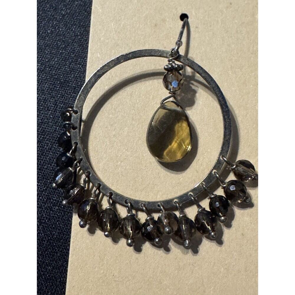 Faceted Inside Dangle Glass Hoop Earrings